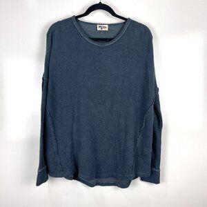 Show Me Your Mumu Bosco Ski Top Long Sleeve Thermal Tunic Small Blue Oversized